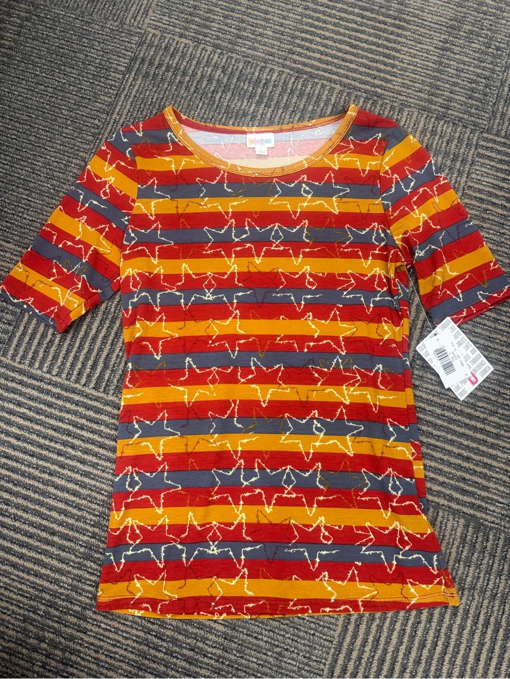 NWT LuLaRoe Gigi Short Sleeve Star Stripe - Americana Sz Small